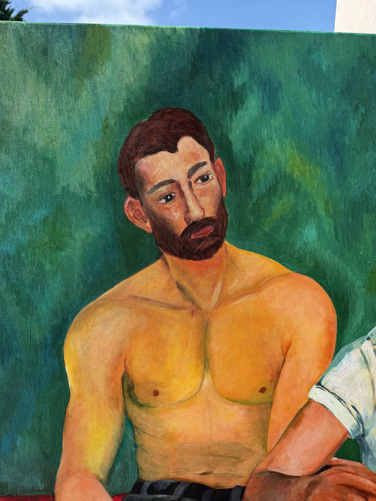 Kin — detail: shirtless figure, face and torso